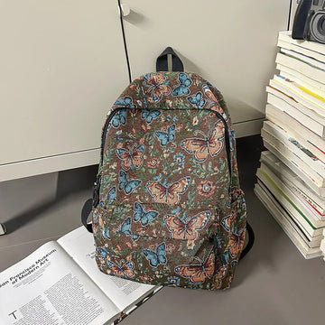 Qfdian New Chinese Style Woven Flower Backpack 2025 New Large Capacity Fashionable Lightweight Travel Bag Backpack